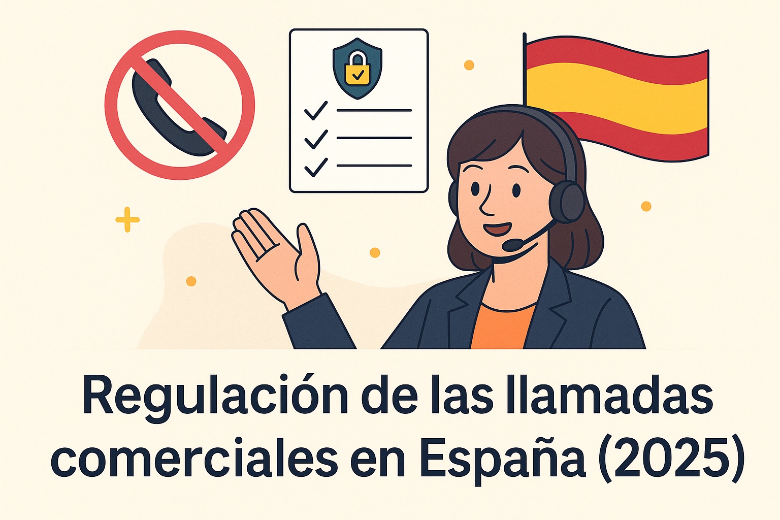 Regulación de las llamadas comerciales en España - Imagen con un teléfono móvil y símbolos de normativa